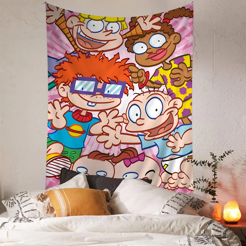 Cartoon-R-Rugrat-Anime Printed Large Wall Tapestry Hanging Decoration Household Decor Blanket
