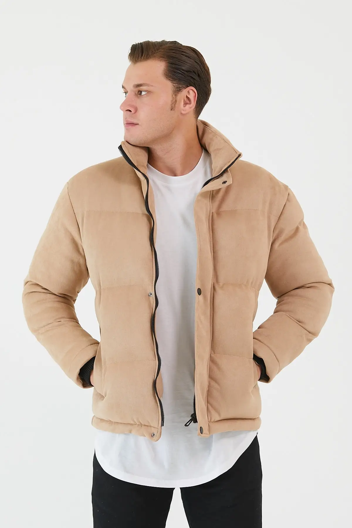 

Male Cream Inflatable Coat Süet New Season