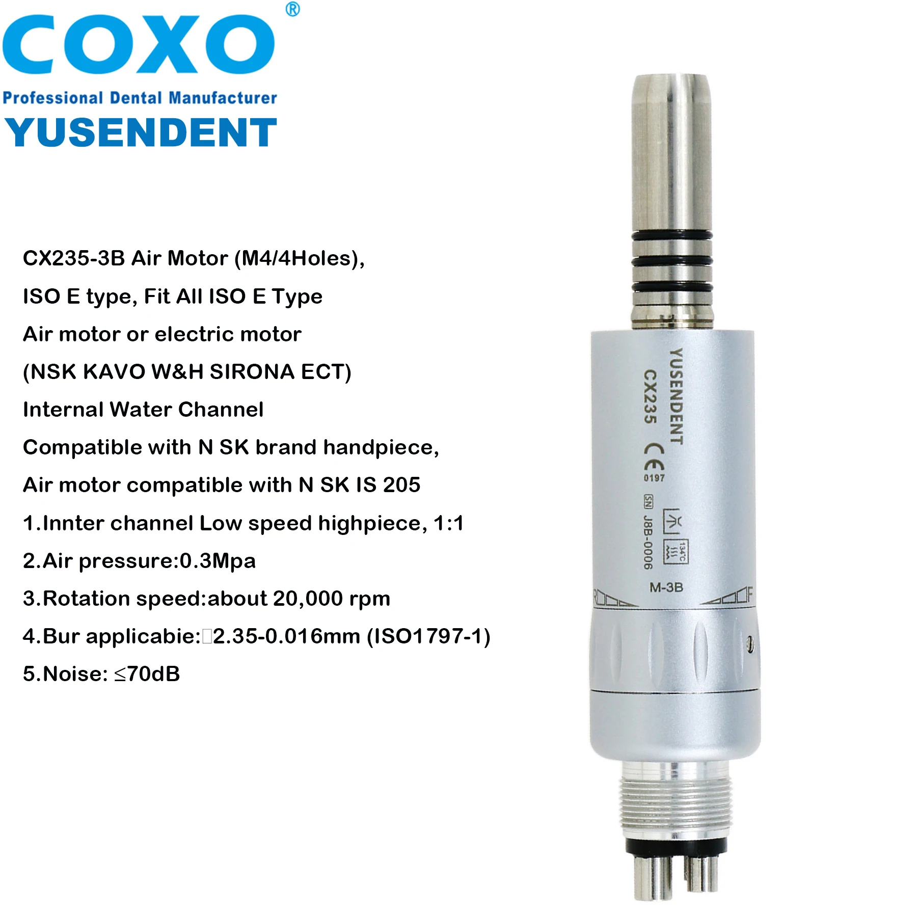 COXO Dental Inner Air Motor Low Speed Handpiece Turbine CX235-3B M4 YUSENDENT