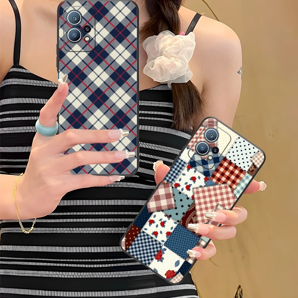 Lattice Grid Texture Mobile Cell Phone Case for Huawei P60 P50 P40 P30 P20 P10 P9 P8 Pro Lite Plus Black Soft Cover Shell