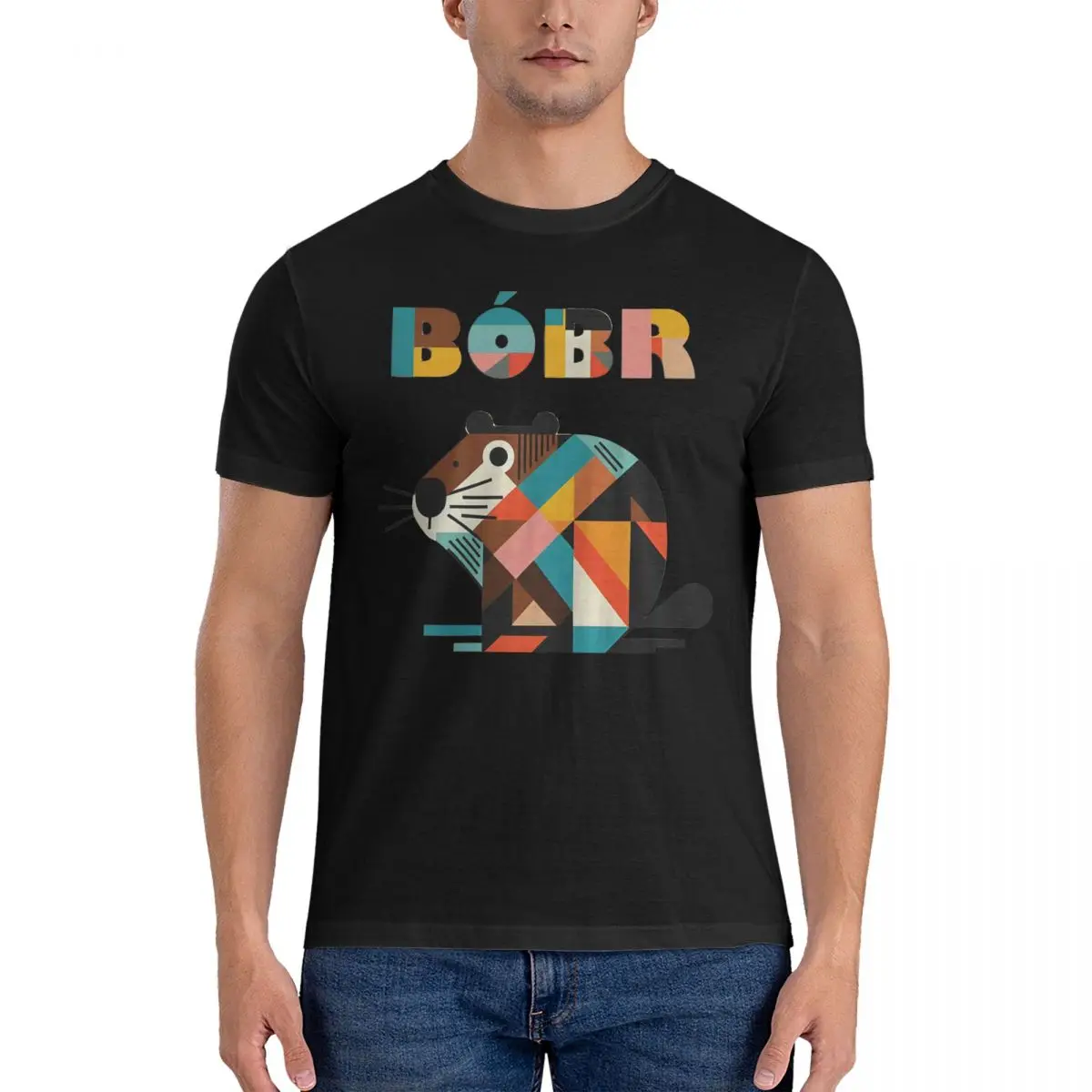 Футболка мужская с геометрическим рисунком Повседневная футболка из чистого