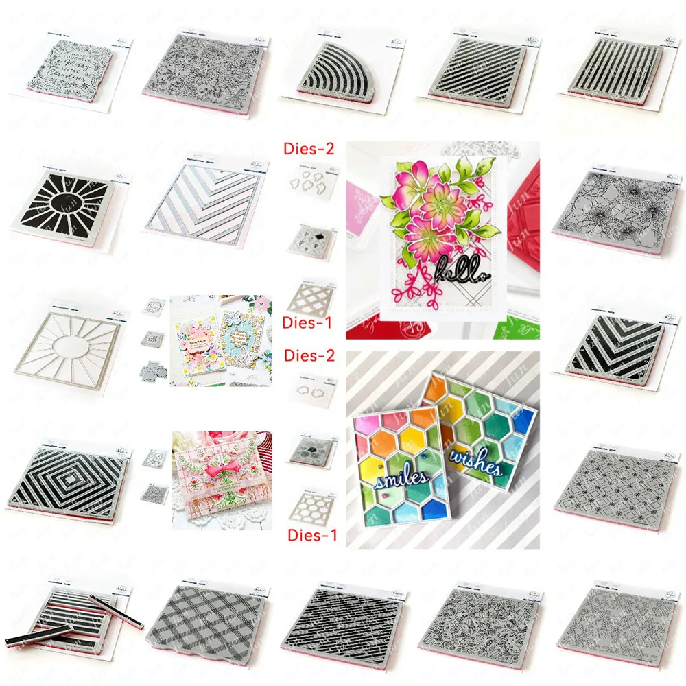 

DIY Christmas Floral Vines Rainbow Bars Tiles Hexagon Frame Metal Cut Dies Clear Stamps Stencils for Scrapbooking Card Embossing