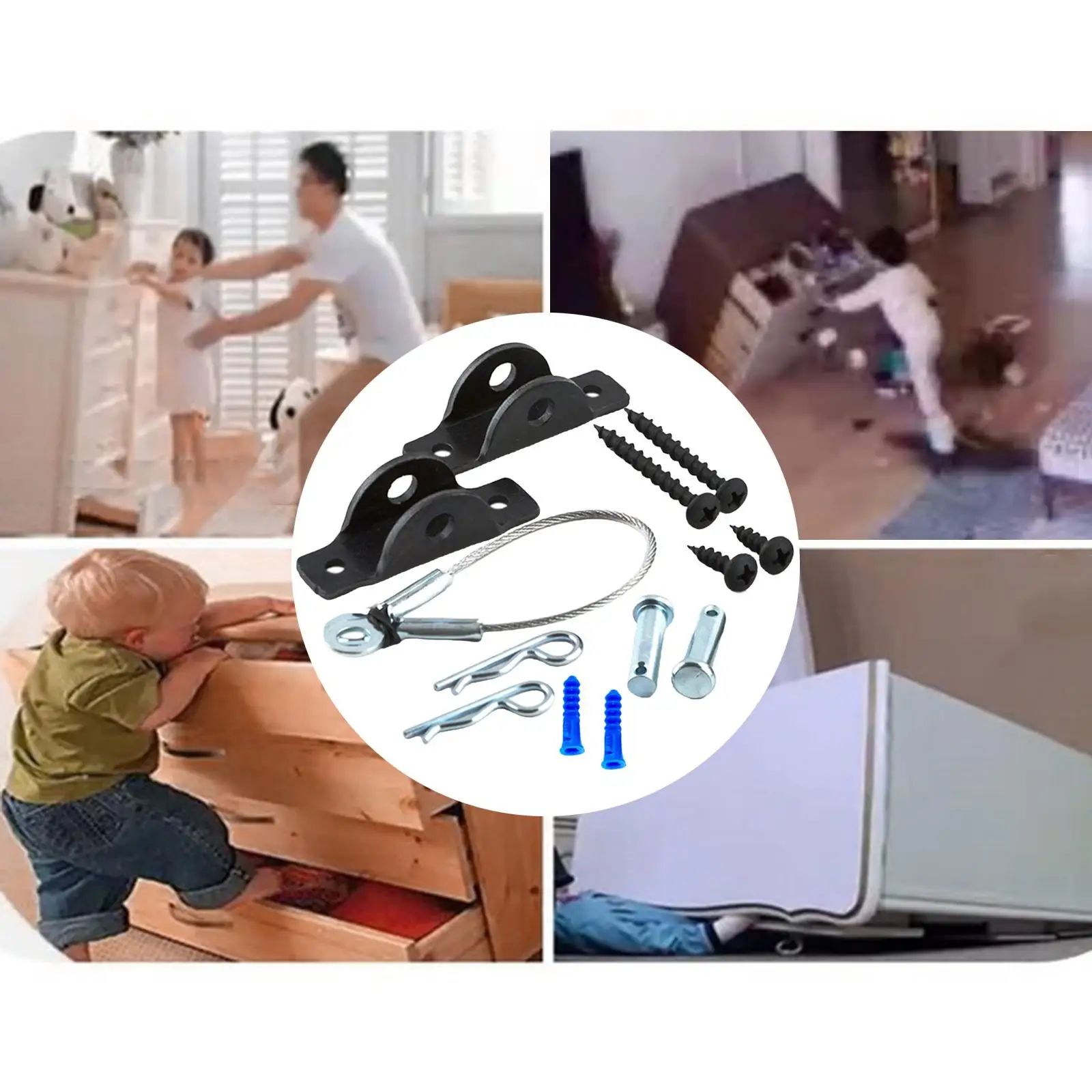 

Iron Furniture Anchors Toddler Baby Proofing for Drawers Bookcases Dressers