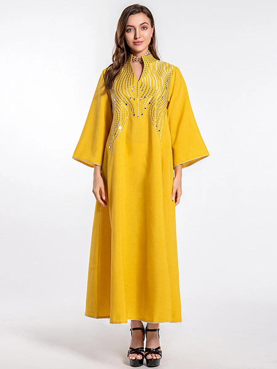 Длинное арабское платье из имитации льна, Саудовский Дубай, Женская праздничная одежда Jalabiya, Вечернее Бальное Платье, марокканский кафтан, ...