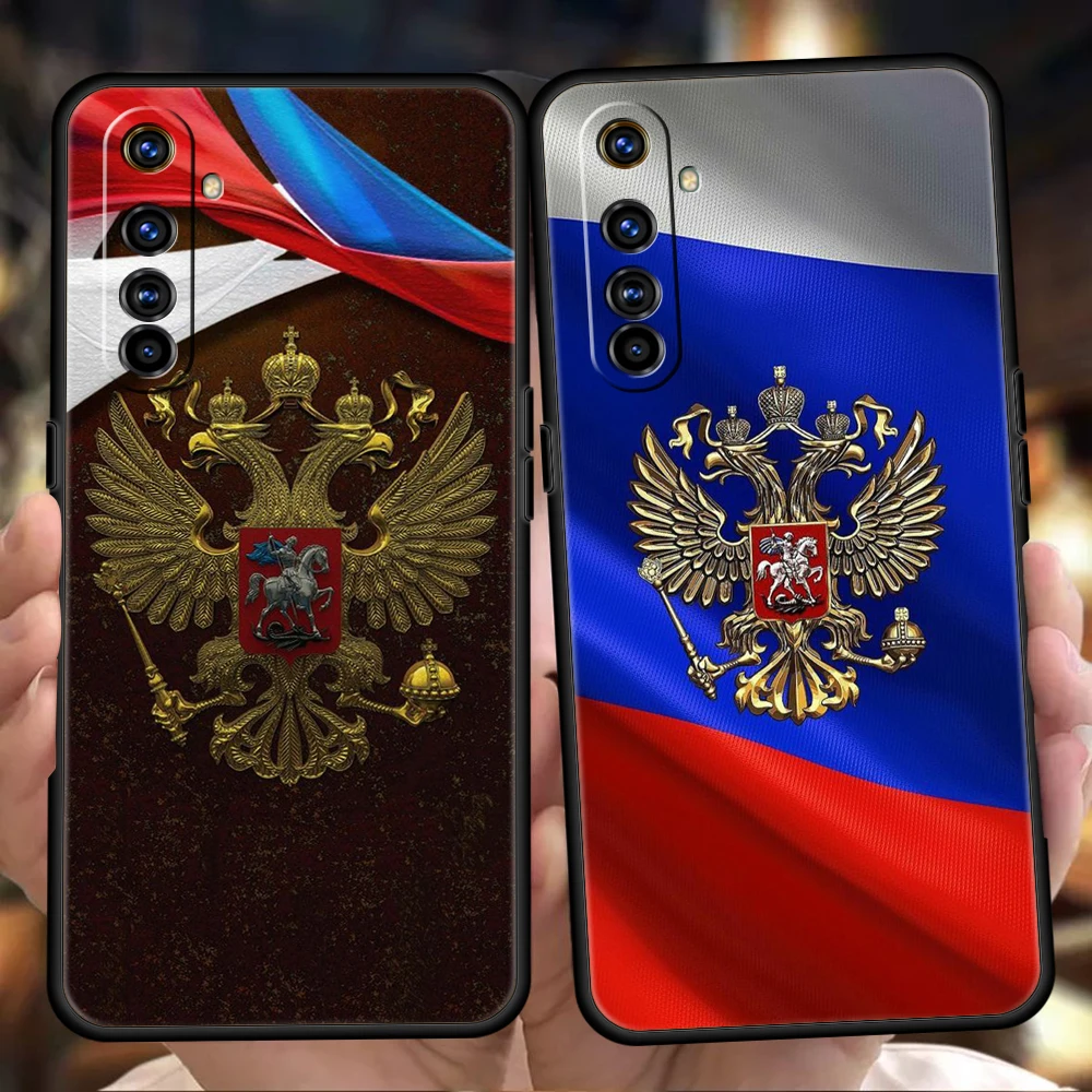 Russian Flag Phone Case for Realme 8 9 Pro Plus 8i 9i 6 7 GT2 C21 C25 C3 C11 Pro 5G Luxury Shockproof Silicone Shell Fundas Bag