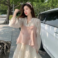 2022 spring new fashion floral dress suit women long sleeve fairy dress princess dress boutique clothing euro america style