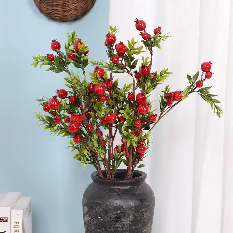 

Pomegranate Artificial Flowers House Decoration Fake Plants New Year Flowers Artificial Wholesale Luxury Living Room Decoration