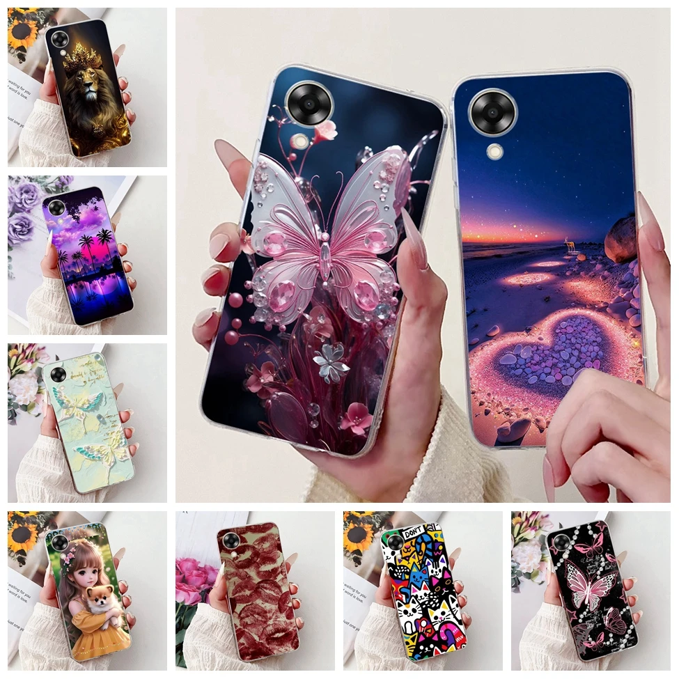 For Oppo A17 CPH2477 A17K CPH2471 Case Cover Clear Cute Luxury Girls Boys Funda A17k Phone Back Covers Butterfly