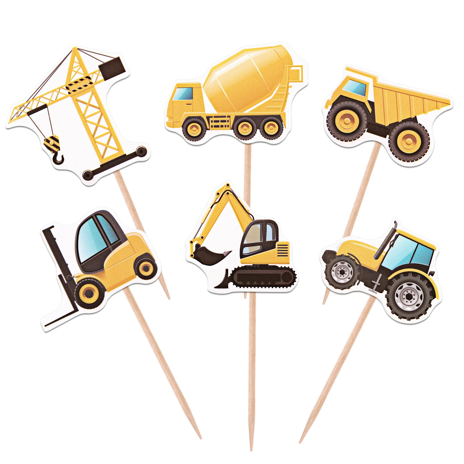 

12pcs Supplies Car Digger Cake Decor Dump Truck Cupcake Toppers Excavator Cake Picks Birthday Diy Supplies