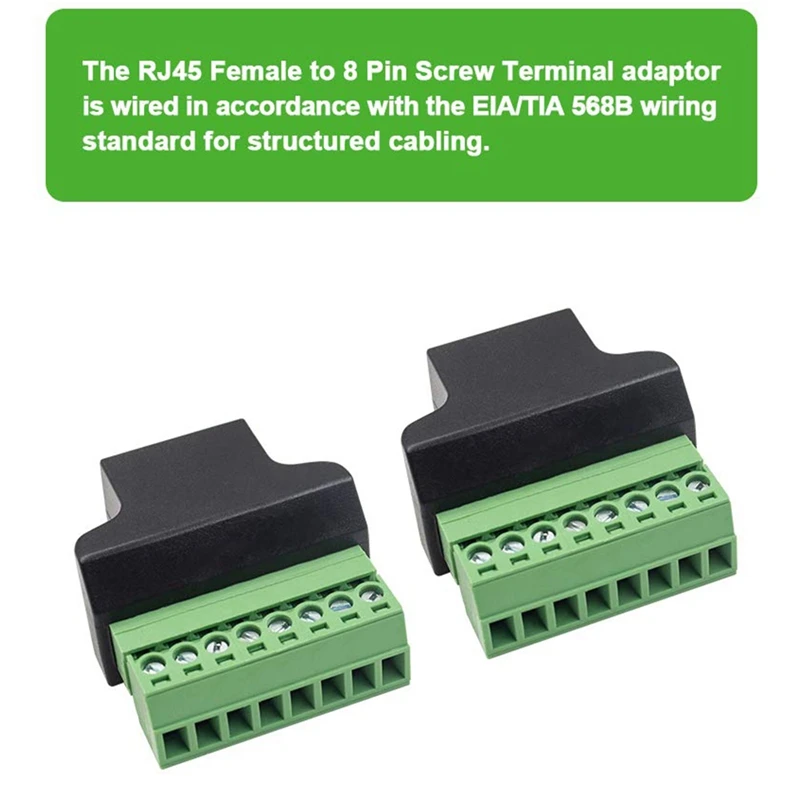 2 упаковки RJ45 /8P8C гнездовой разъем к 8-контактному винтовому коннектору для Cat7/6/5 /5E