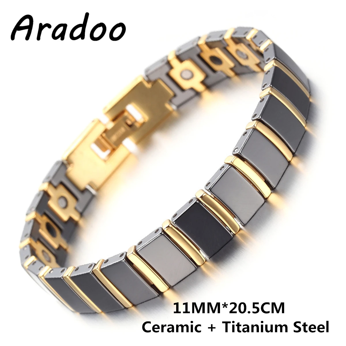 Titanium Steel Ceramic Energy Bracelet Germanium Anion Antioxidant Anti-radiation Fat Burning Hematite Health Bracelet