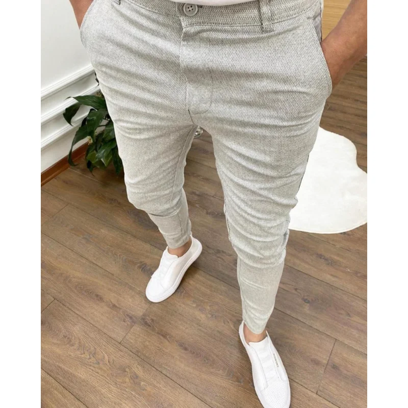 

High Elastic Cotton Textured Tapered Slim Trousers Stop Looking At My Dick Sweatpants Street Wear Pants for Male