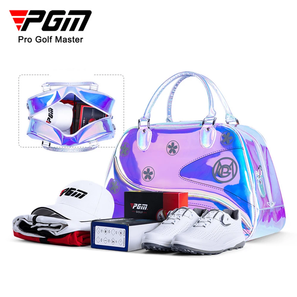 PGM YWB042 Ladies Golf Clothing Bag Colorful Laser Ultra-Light And Portable Women Pack Lightweight TPU Waterproof Travel Handbag