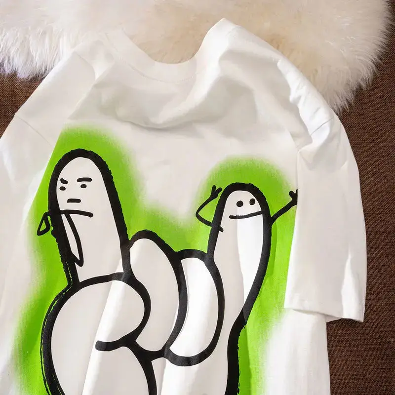 

Футболка женская хлопковая с графическим принтом, модная повседневная рубашка с принтом жестов Гонконге, большие размеры, корейская мода, л...