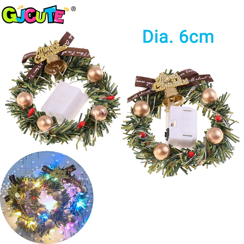 

Christmas Decoration Dollhouse Miniature Mini Christmas Wreath Garland Model Home Xmas Tree DIY Wedding Floral Ornament Navidad