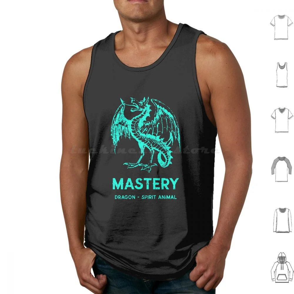 Green Dragon Spirit Animal With Mastery Text Tank Tops Print Cotton Green Dragon Spirit Animal Power Of Mastery
