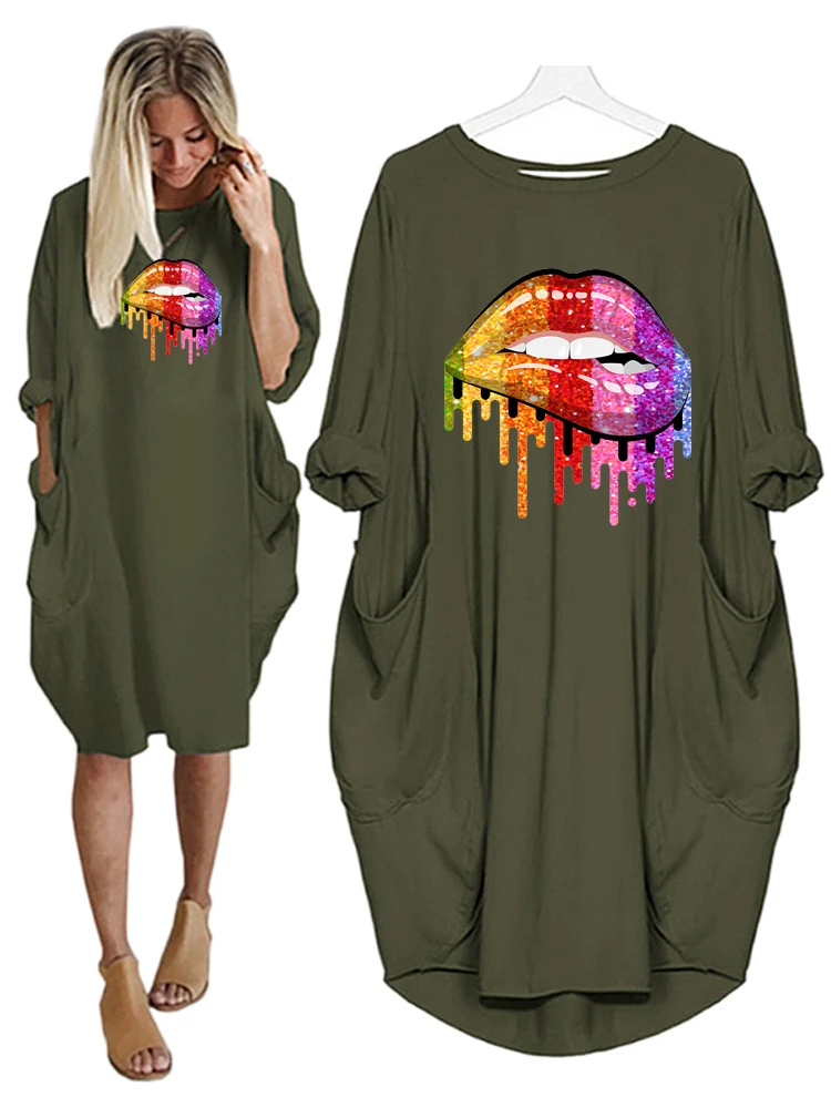 Женское платье с леопардовым принтом осеннее средней длины карманами - купить по