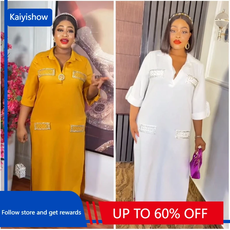 

Африканские платья для женщин, летнее элегантное Африканское платье с рукавом 3/4, полиэстер, желтое, белое длинное платье, макси-платье, африканская одежда Дашики