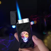 colorful glow torch lighter turbo butane gas pipe jet smoke pipe cigarette lighter cigar windproof outdoor blue fire lighter