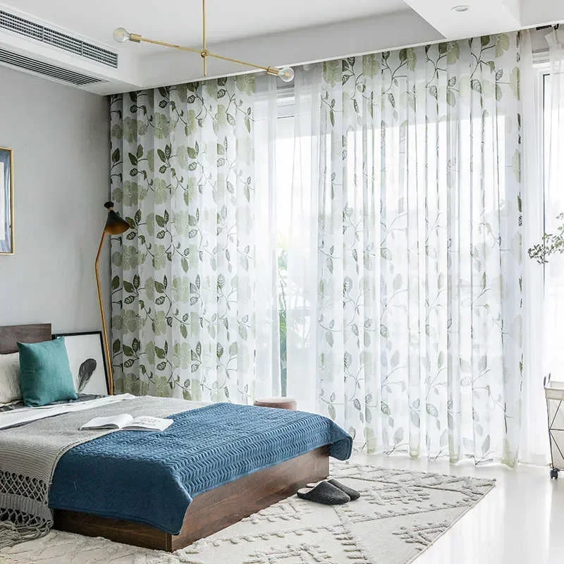 Занавеска для гостиной спальни прозрачная цветочная вышивка оконные украшения