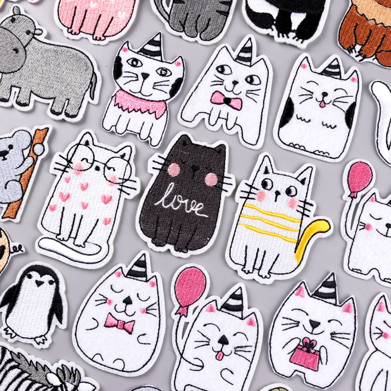 

Cute Animal Patch Embroidered Patches For Clothing Thermoadhesive Patches On Clothes Cartoon Cat Sewing Patch For Clothes Badges