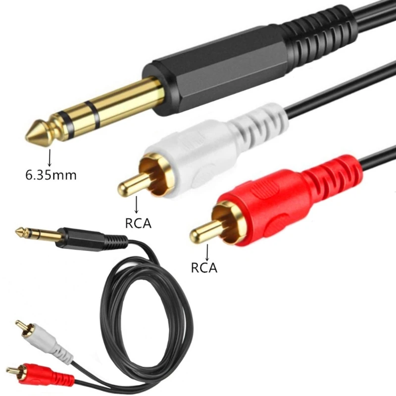 

6.35mm 1/4" Male Stereo-TRS Jack to 2 Phono-RCA Y-splitter Male Aux-Cord Audio-Cable Extension Adapter Wire Line