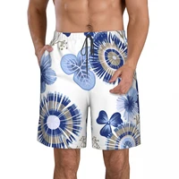 quick dry summer mens beach board shorts briefs for man swim trunks swimming shorts beachwear seamless pattern white blue color