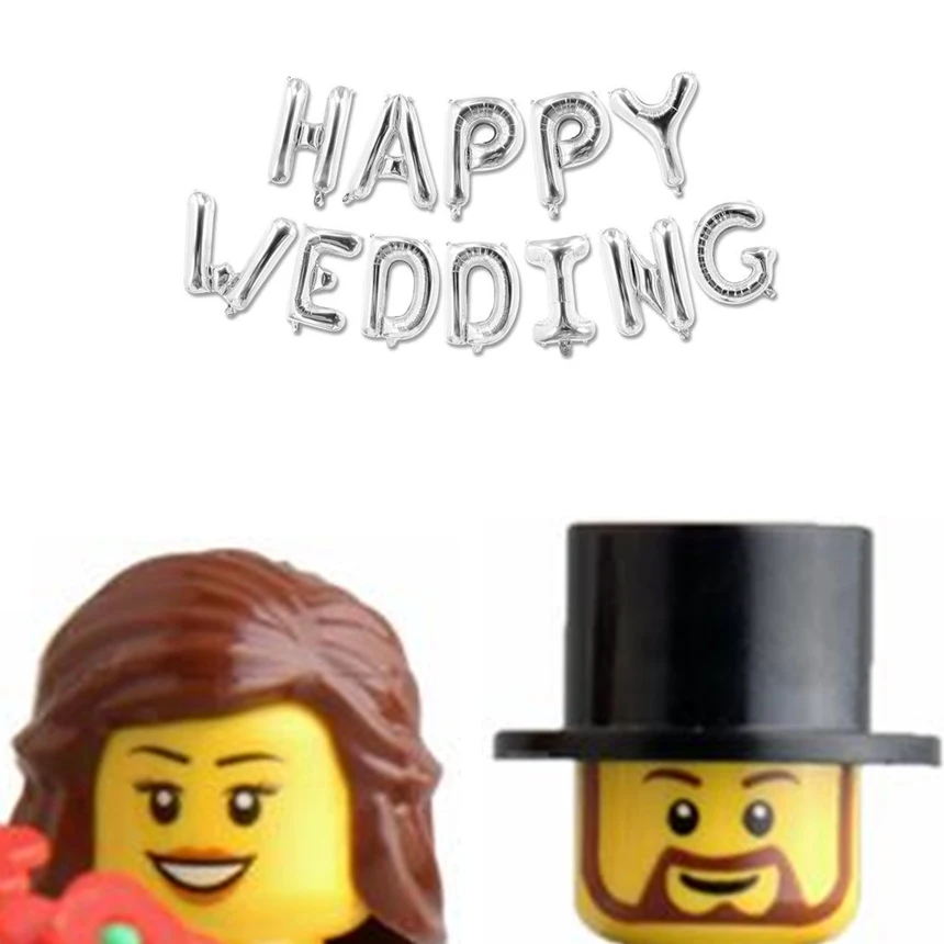 

2pcs Wedding Bride And Groom Two Hairs Mini Man Figure Bricks Blocks