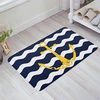 navy blue ripple stripes anchor creative printing doormat kitchen bathroom anti slip doormat living room bedroom home carpet