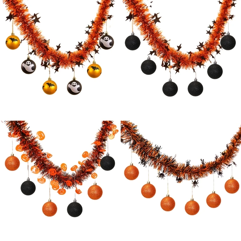 

Scary Tinsel Garlands 195cm Halloween Decorations for Parties & Home, Black and Orange Holiday Decorations