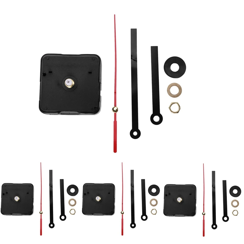 

4X Quartz Clock Movement Mechanism DIY Repair Parts Black + Hands