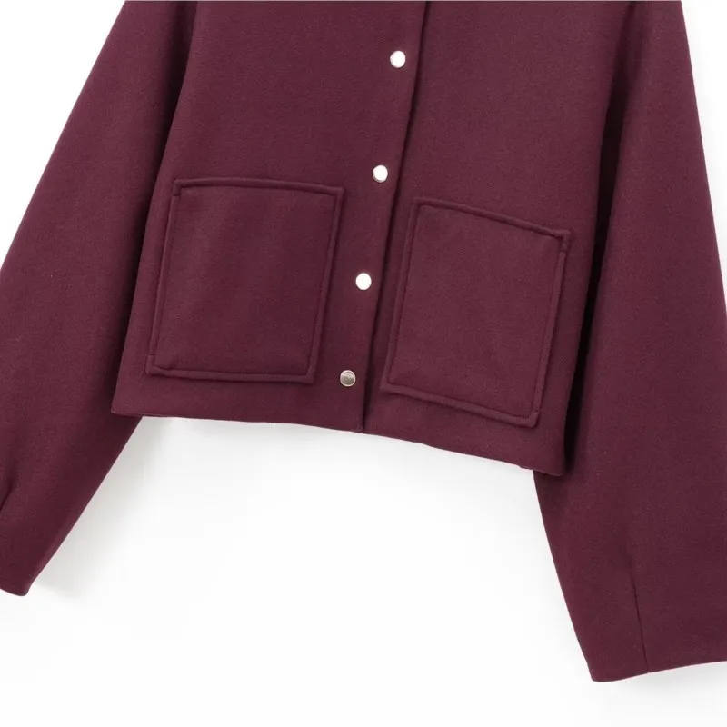 TRAF нашивка-сумка-бомбер женская осенняя мода два варианта карман на пуговицах