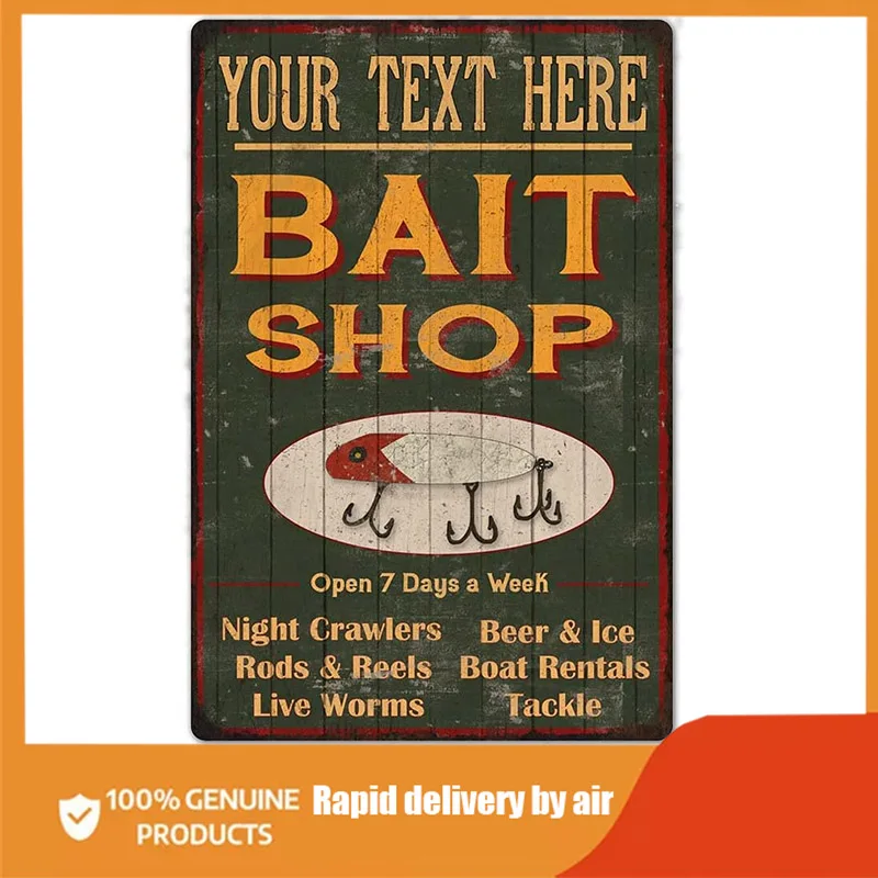 

Personalized Bait Shop Sign Custom Name Rustic Decor Vintage Fishing Signs Home Fish Decoration Man Cave Tin Wall Art Fish Dads