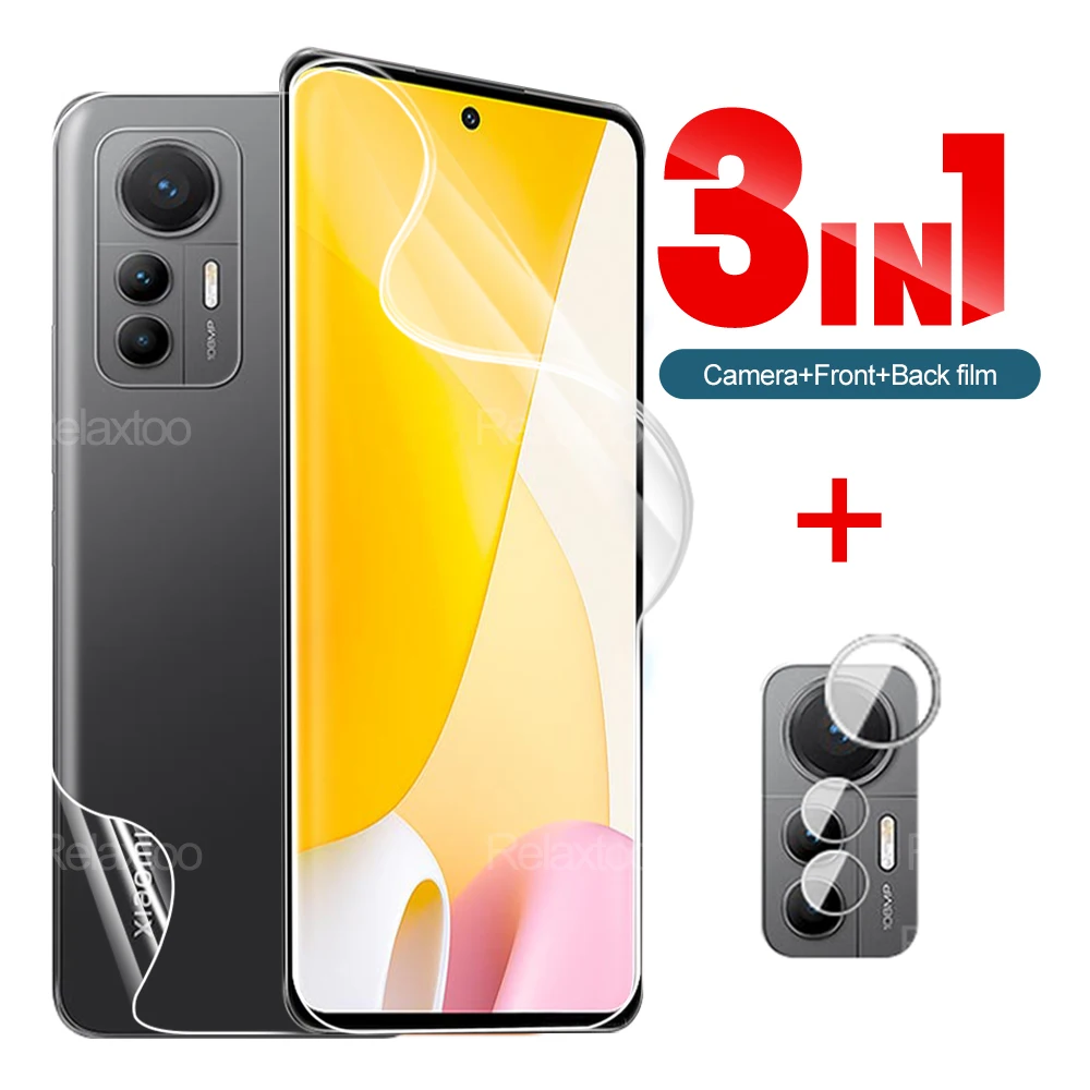

Гидрогелевая пленка 3 в 1 для Xiaomi 12 lite Pro 12S, ультрапротектор экрана для задней камеры Xiaomi 12X, пленка для объектива камеры, не стекло