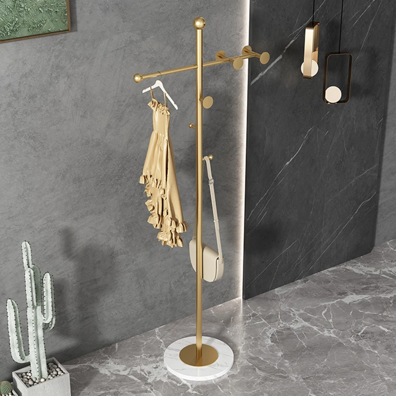 

Floor Bedroom Standing Clothes Rack Garment Metal Shop Rail Glamm Coat Hanger Corner Display Nordic Kledingrek Hall Furniture