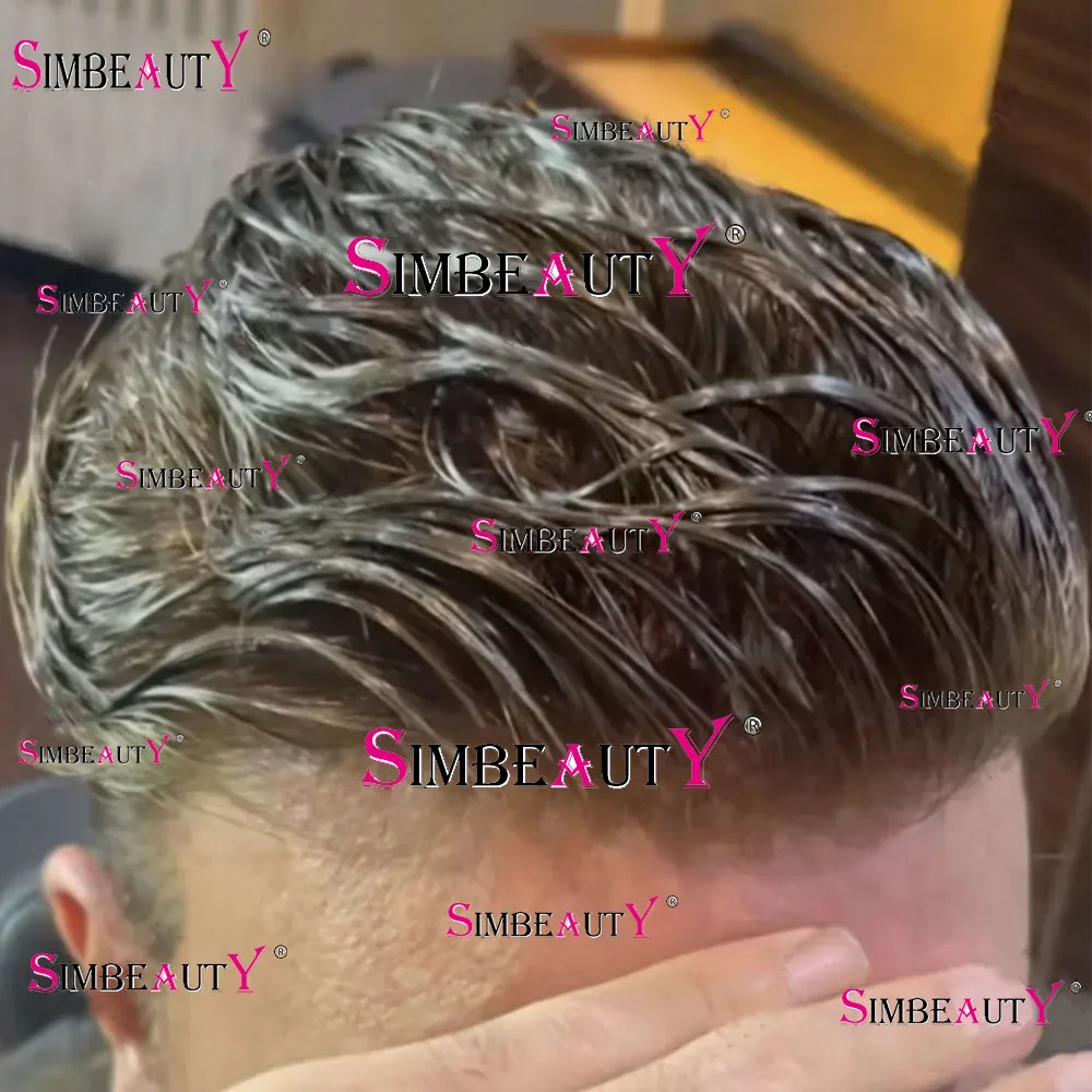 Мужской парик коричневый черный супер прочный тонкий серый 1B80 мужской