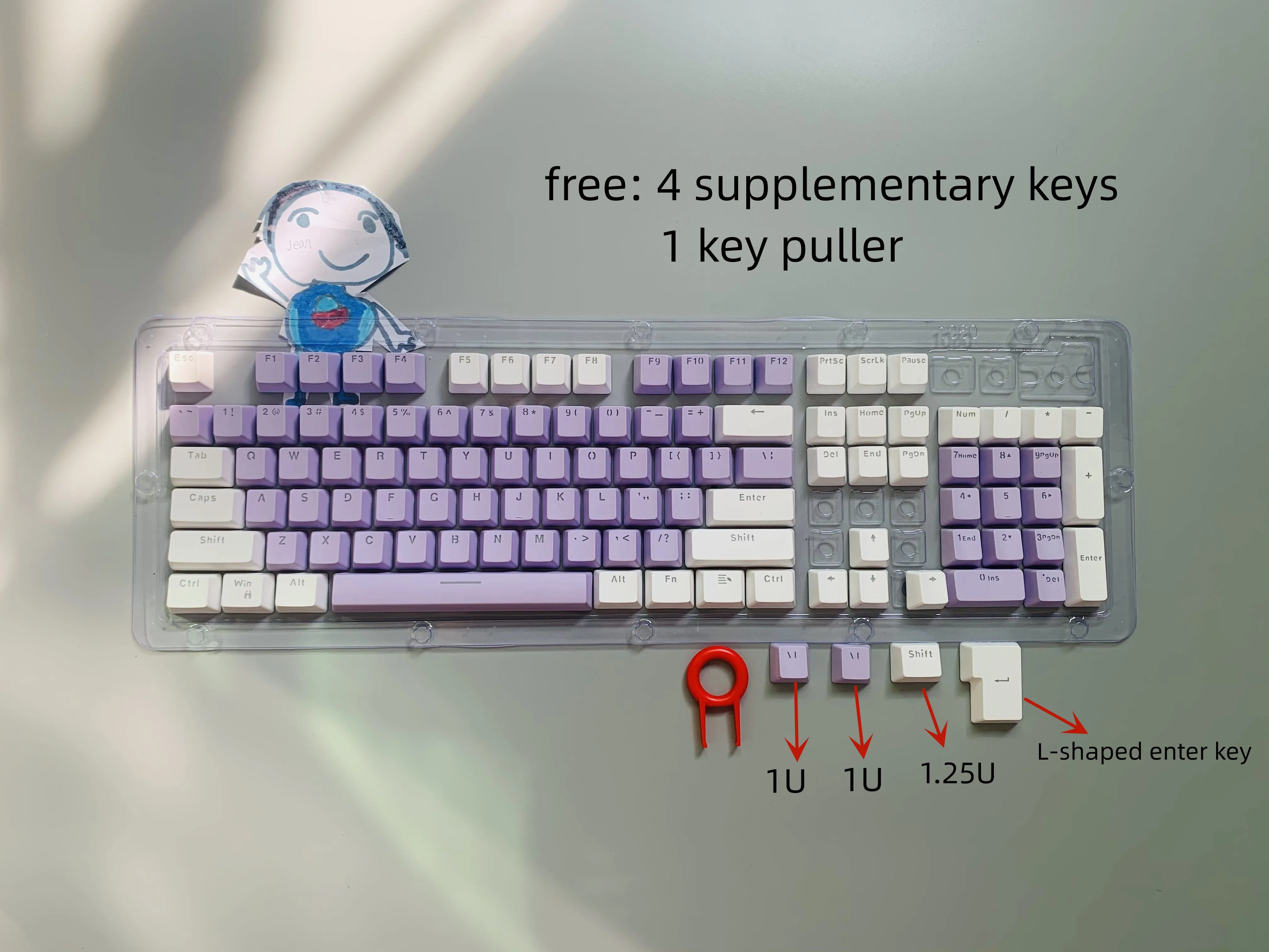 New 104 Pcs Mechanical Keyboard Keycaps Set OEM Backlit Two-Color ABS Purple White Key Cap for 61/87/104 Key Cherry MX Keycap images - 6