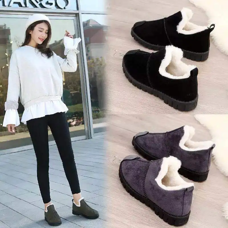 

Women snow boots 2021 new waterproof slip-on winter ankle boots female solid casual shoes woman warm plush Botas Mujer2021