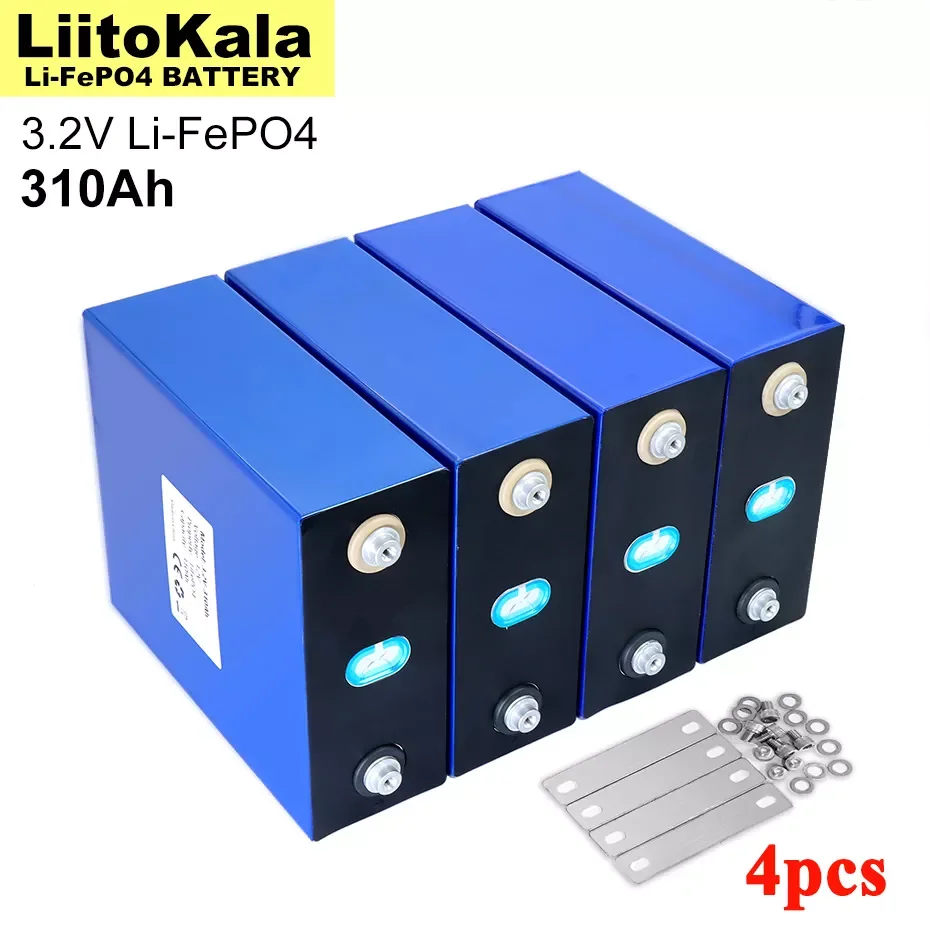 

2023New 4pcs 3.2V 310Ah Lifepo4 Battery Lithium Iron Phosphate For 12V RV Campers Golf Cart Off-Road Off-grid Solar Wind US/UK T