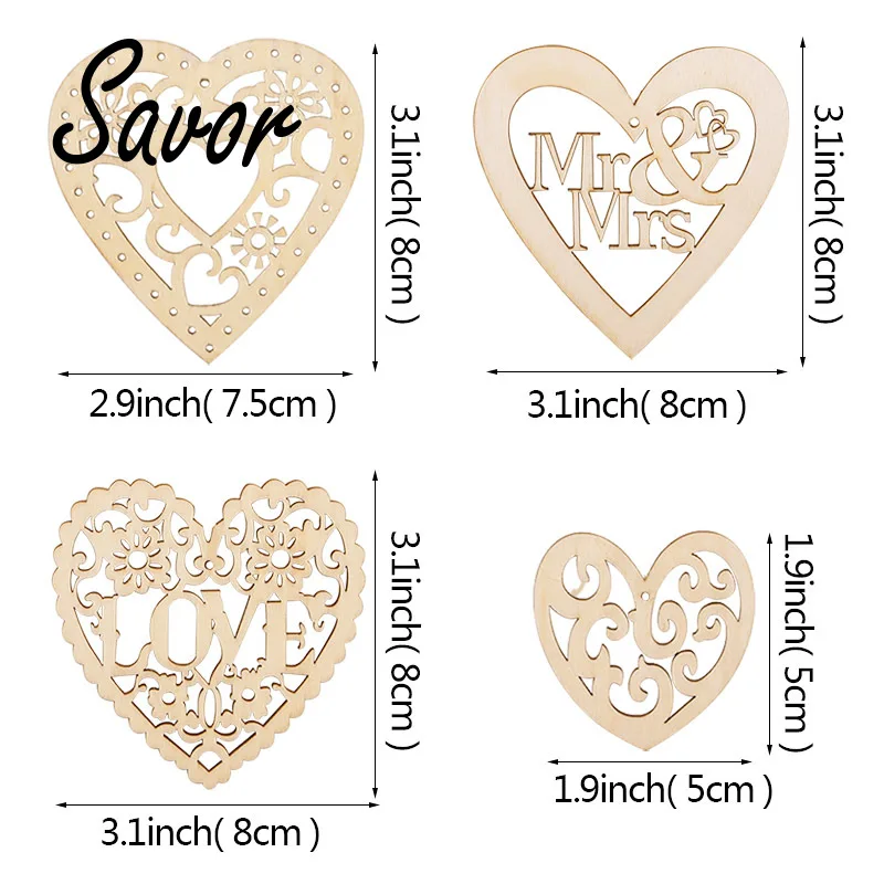 Деревянное свадебное украшение с лазерной резкой подвесное любовным сердцем