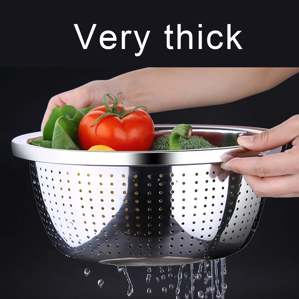 

Сетчатый фильтр с маленькими отверстиями, утолщенная корзина для мытья овощей и фруктов из нержавеющей стали, 24 см