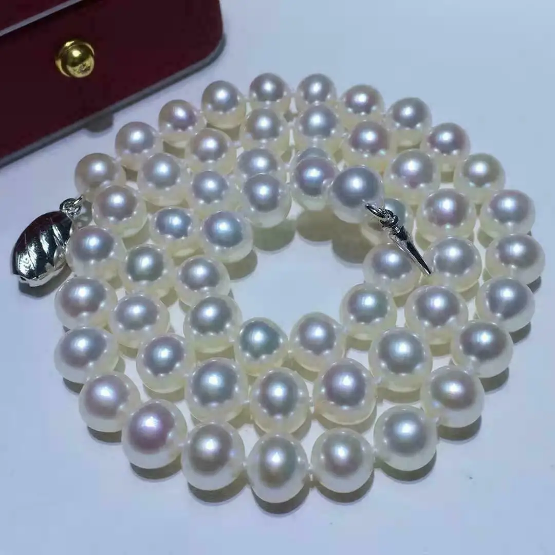 Gorgeous 9-10mm natural south sea white Pearl necklace 19inches