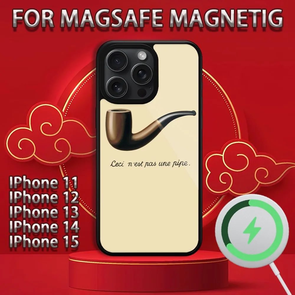 Чехол для телефона R-Rene Magritte Art iPhone 15 14 13 12 11 Pro Max Plus Magsafe магнитный чехол с