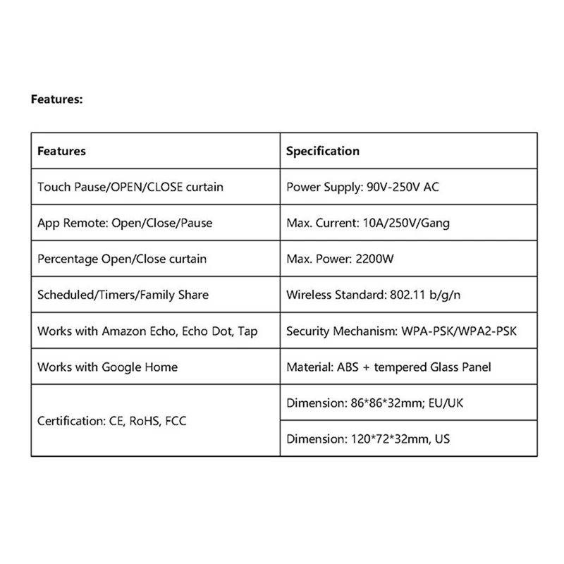 3X App Wi-Fi переключатель для штор черный
