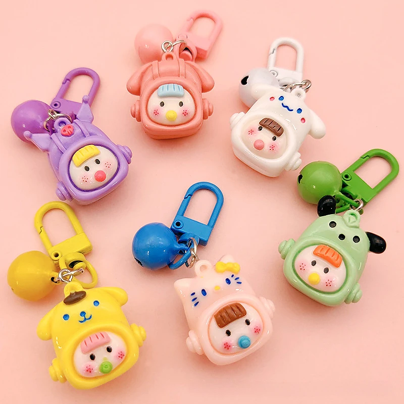 

Kawaii Anime Sanrio Hello Kitty Cinnamoroll Pochacco Keychain 3D Cartoon Creativity Bag Pendant Couple Hanging Ornaments Gift