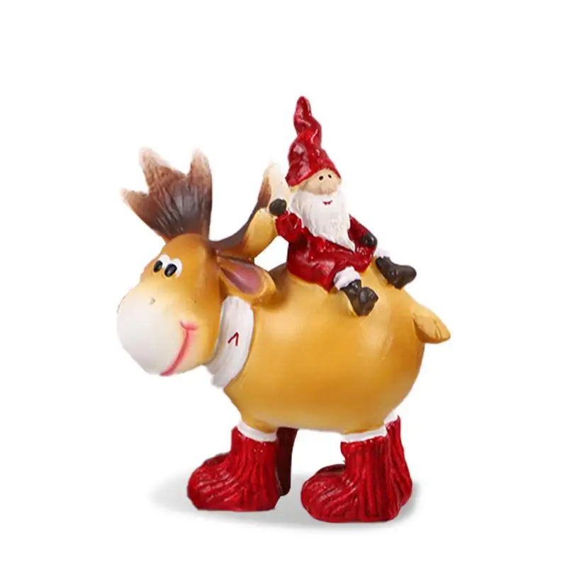 

Gnome Figurines Home Decor Resin Gnome Riding An Elk Decoration Christmas Gnome Decor For Tabletop Desktop Fireplace Shelf