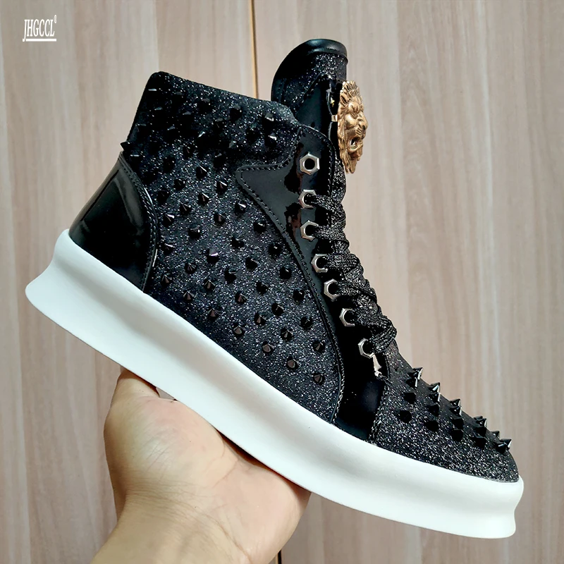 Мужские повседневные ботинки на плоской подошве с блестками