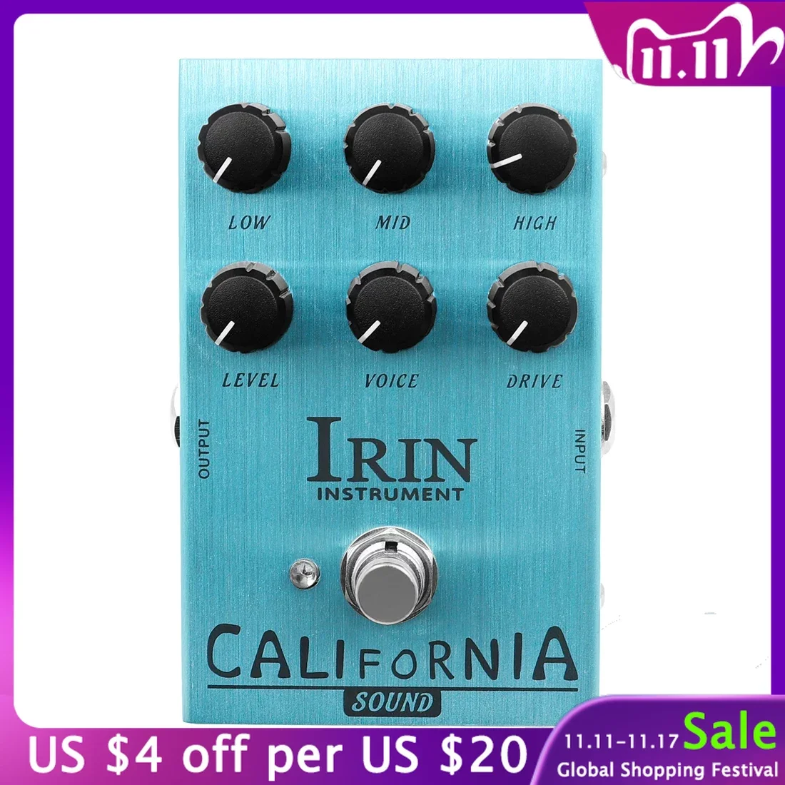 

IRIN CALIFORNIA SOUND Guitar Pedal Effects Overdrive Amplifier Simulator Pedal Electric Guitar Effect Focus Rock Tones Accessory