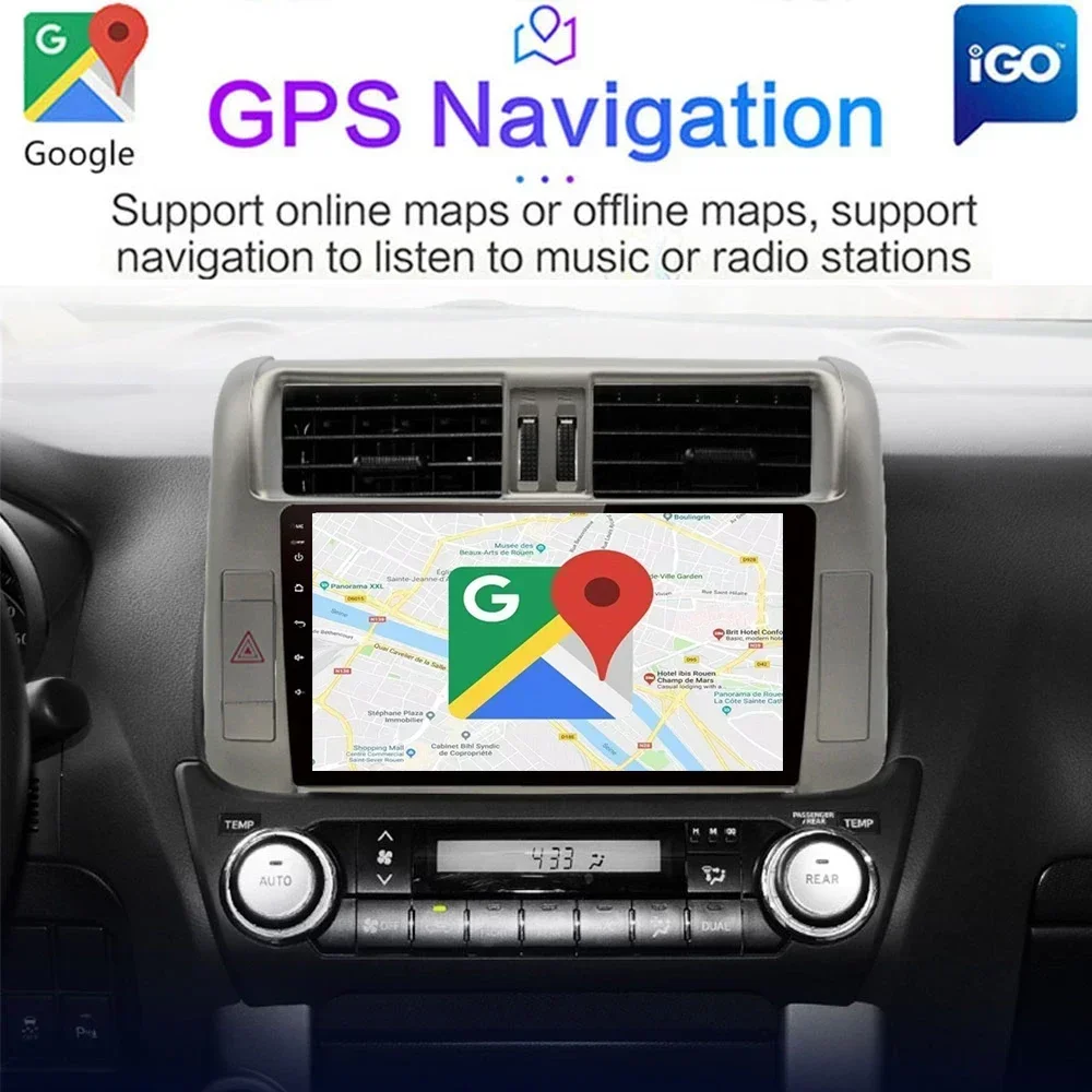Фото Для Toyota Land Cruiser Prado J 150 2009-2013 Android 16 Авто Авто Радио Carplay Мультимедийная GPS-навигация Авто Аудио 2 din WIFI №3