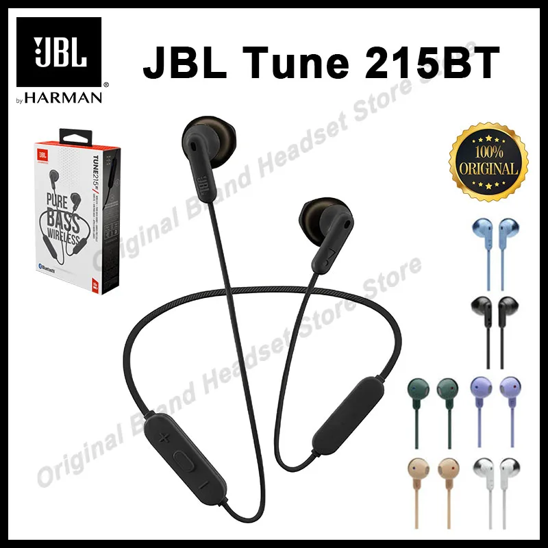 

100% Original JBL Tune 215BT Wireless Bluetooth Earphone Sport Earbuds T215BT Pure Bass Headphone Headset Stereo Call with Mic